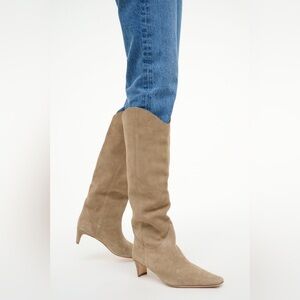 NWOB STAUD Western Wally boot knee high suede pointed toe in dune